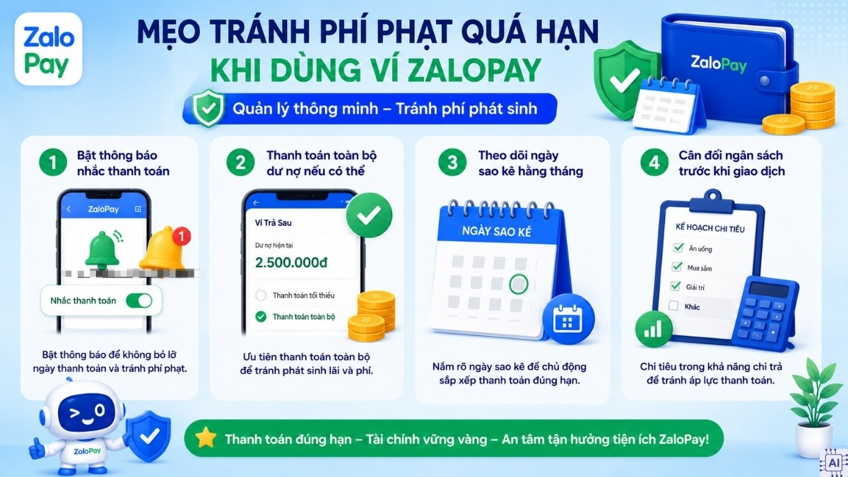 Mẹo tránh phí phạt quá hạn khi dùng ví ZaloPay