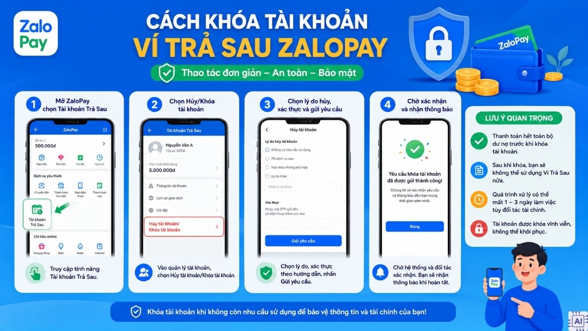 Cách khóa tài khoản ví trả sau ZaloPay