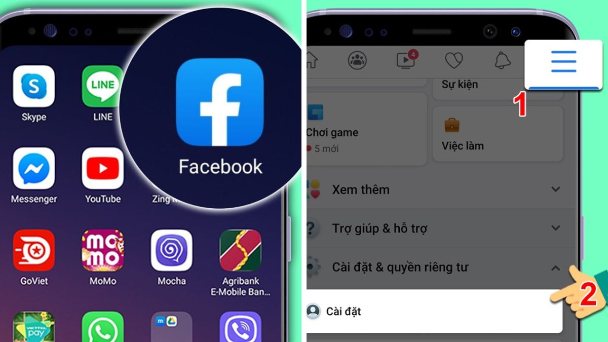 Cách vô hiệu hóa tài khoản Facebook trên điện thoại -  bước 1