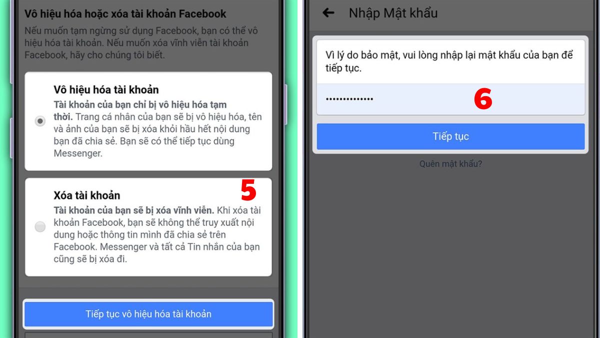 Cách vô hiệu hóa tài khoản Facebook trên điện thoại -  bước 3
