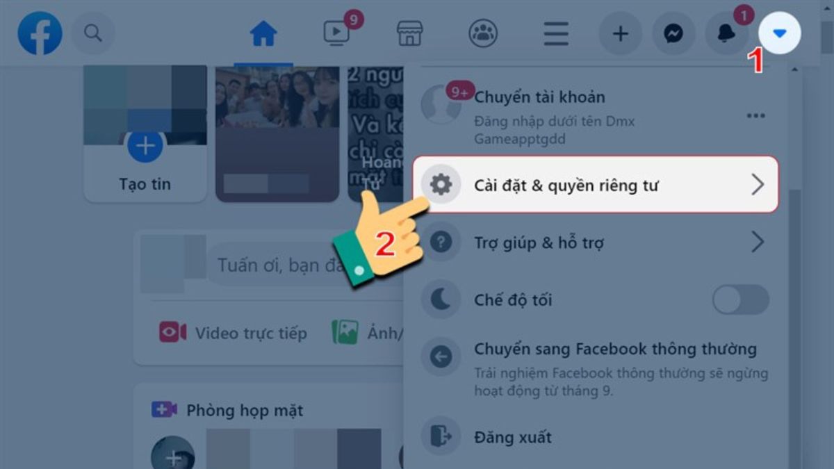 Cách vô hiệu hóa tài khoản Facebook trên máy tính -  bước 1