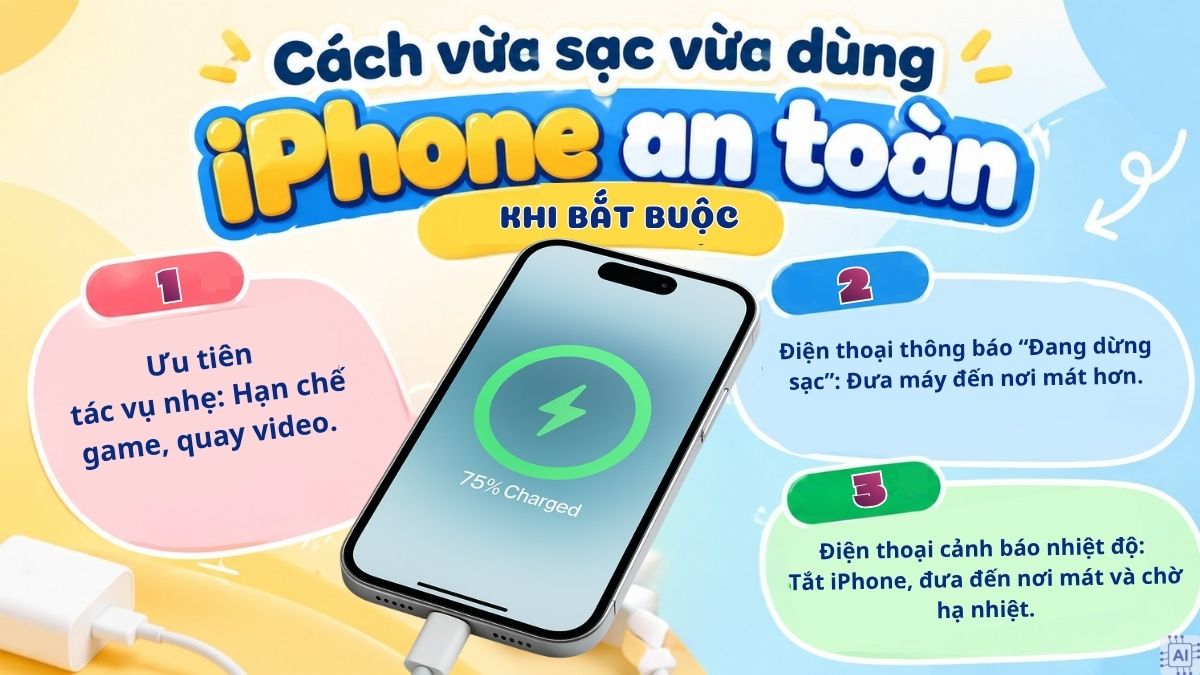 Cách vừa sạc vừa dùng iPhone an toàn khi bắt buộc