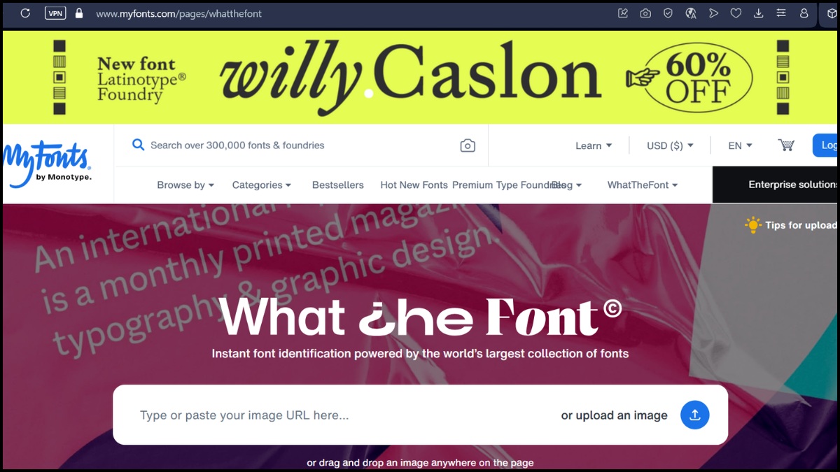 MyFonts web tìm font bằng hình ảnh