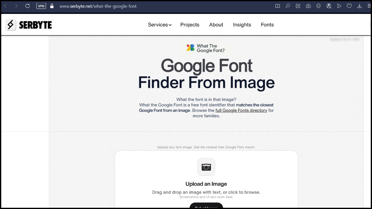 WhatTheGoogleFont web tìm font bằng hình ảnh