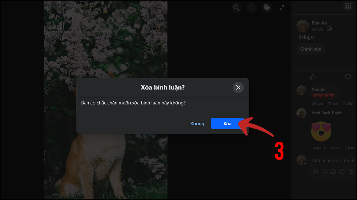 Xóa comment trên bài viết của bạn - bước 3