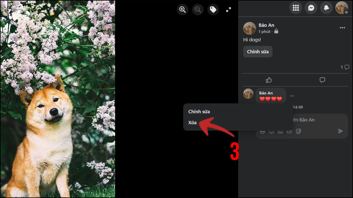 Cách xóa bình luận trên Facebook bằng máy tính - bước 3