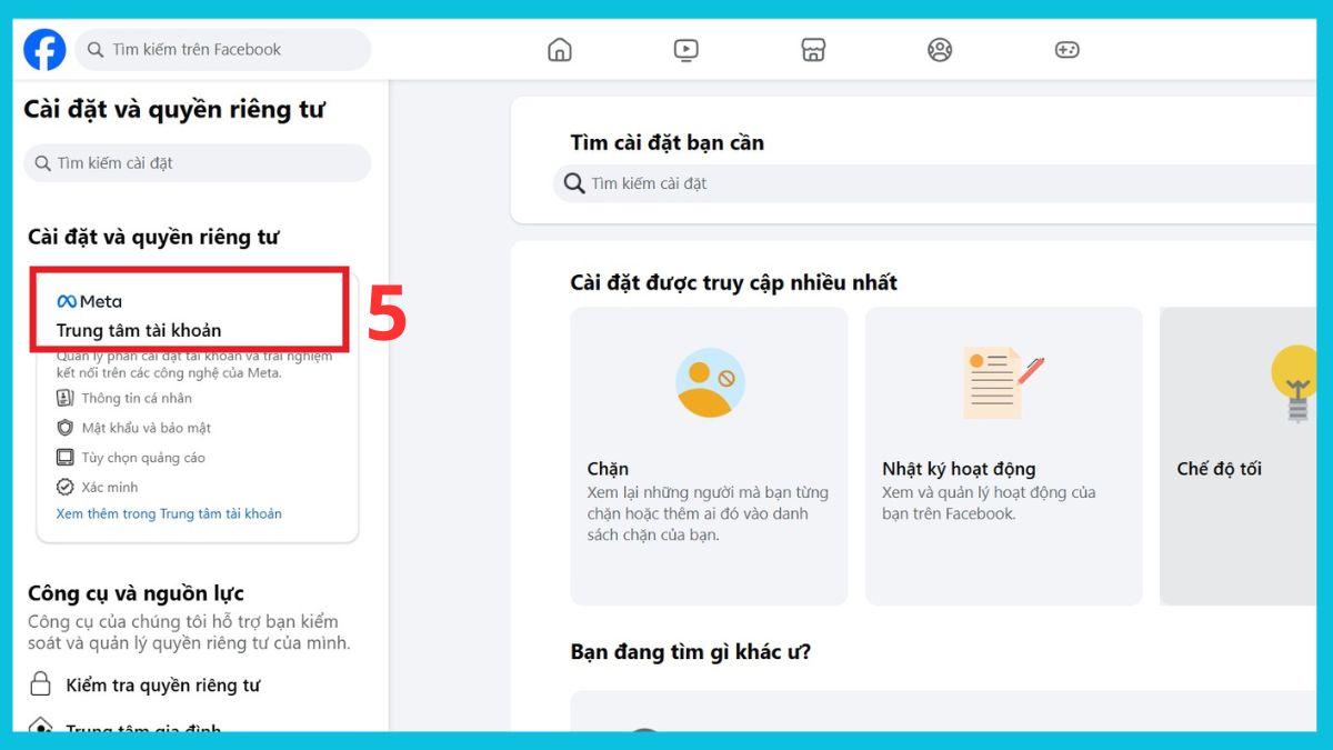 Cách xóa trang cá nhân phụ trên Facebook trên máy tính - bước 2.1