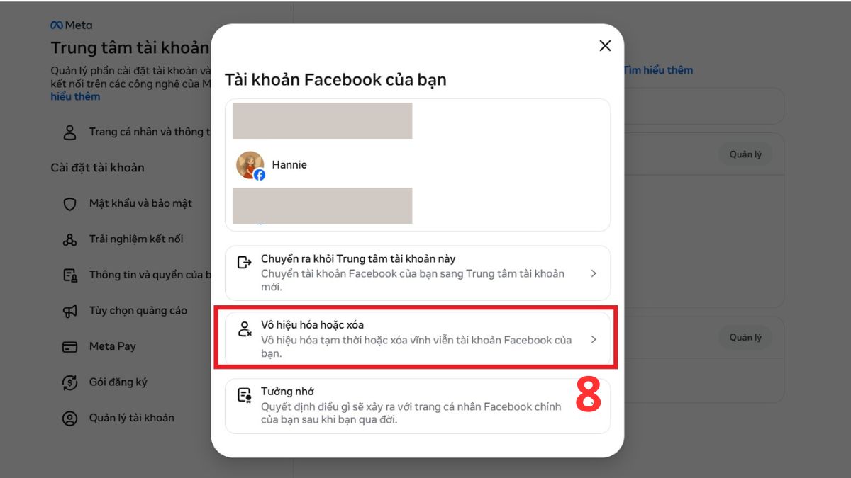 Cách xóa trang cá nhân phụ trên Facebook trên máy tính - bước 3