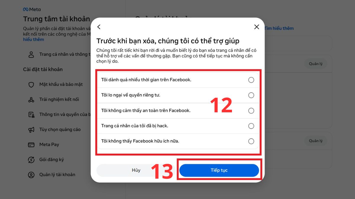 Cách xóa trang cá nhân phụ trên Facebook trên máy tính - bước 4