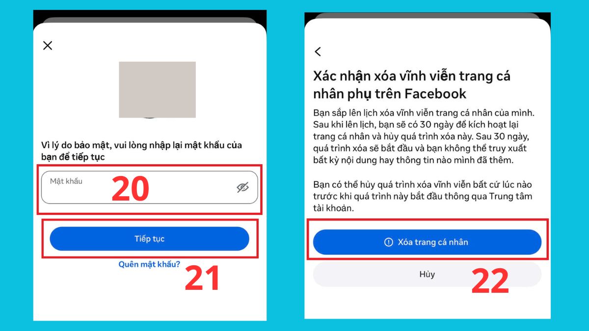 Cách xóa trang cá nhân phụ trên Facebook trên điện thoại - bước 5.1