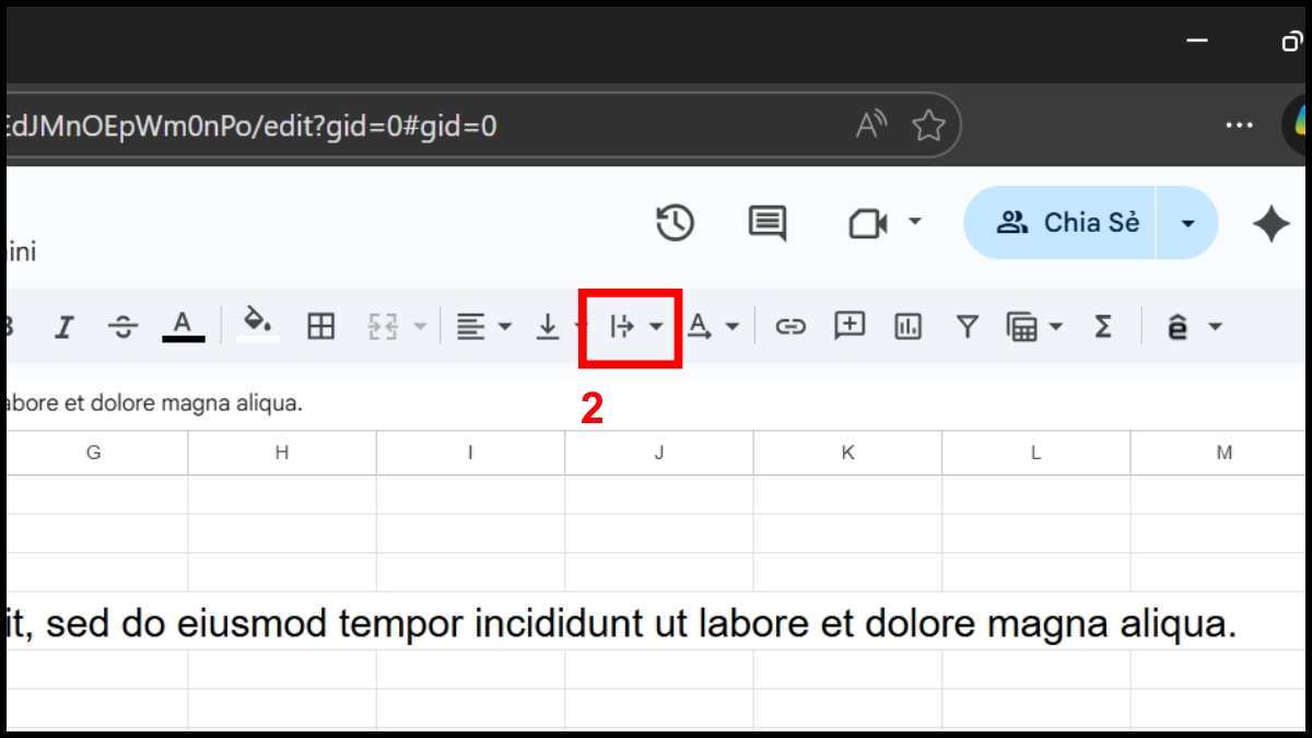 Cách xuống dòng trong Google Sheet text wrapping - bước 2