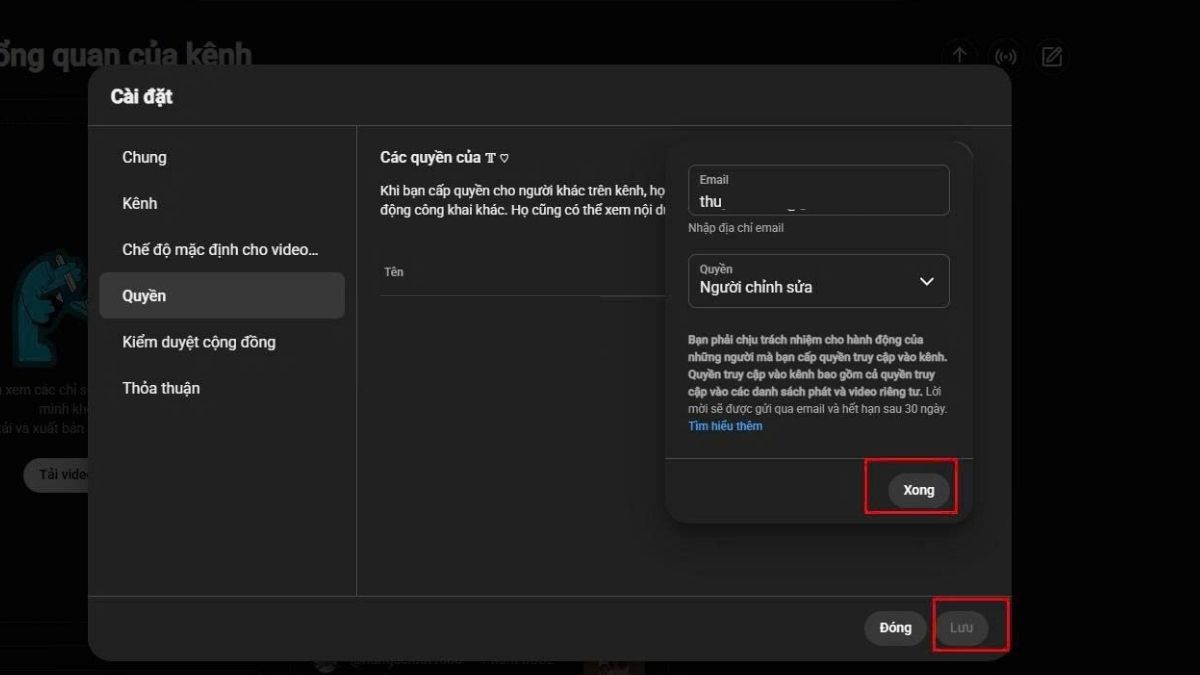 Các bước thiết lập quyền truy cập kênh youtube studio chi tiết - bước 4