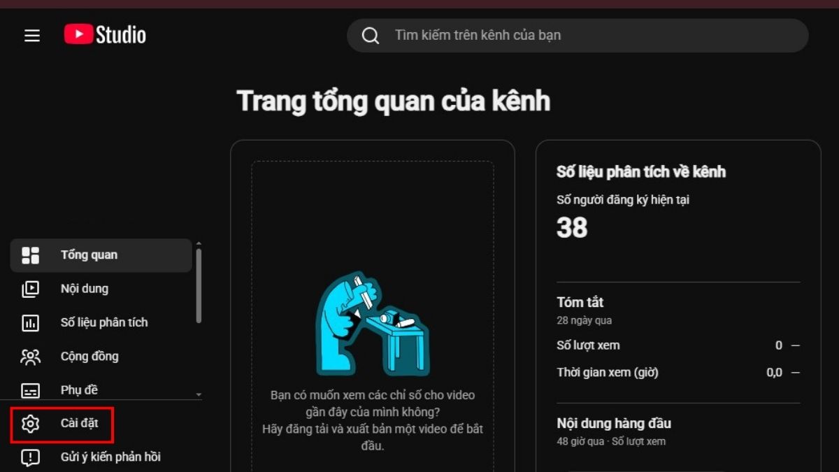 Các bước thiết lập quyền truy cập kênh youtube studio chi tiết - bước 1