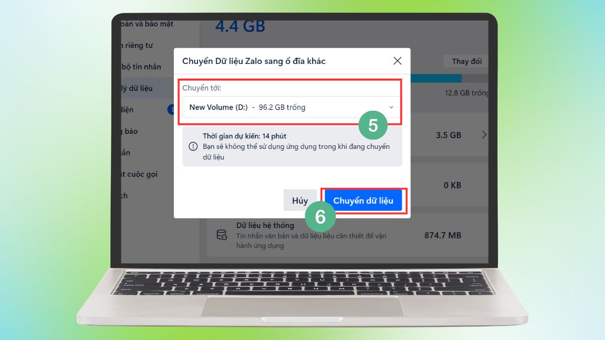Cách khắc phục Zalo bị đầy bộ nhớ trên máy tính - Chuyển dữ liệu zalo sang ổ đĩa khác - bước 3