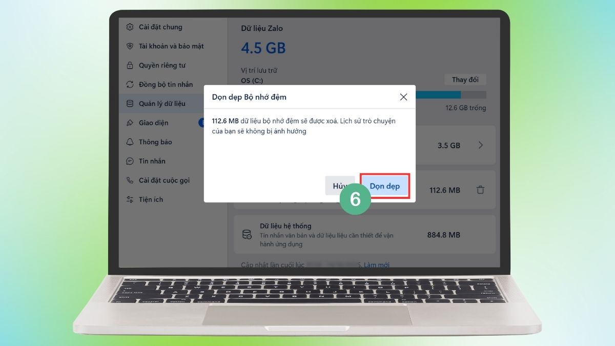 Cách khắc phục Zalo bị đầy bộ nhớ trên máy tính - Xóa bộ nhớ cache của Zalo PC - bước 3