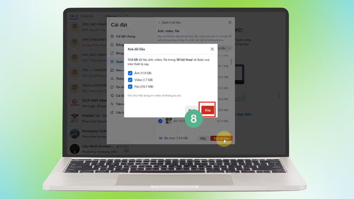 Cách khắc phục Zalo bị đầy bộ nhớ trên máy tính - Dọn dẹp dữ liệu zalo và file tải về - bước 3.1