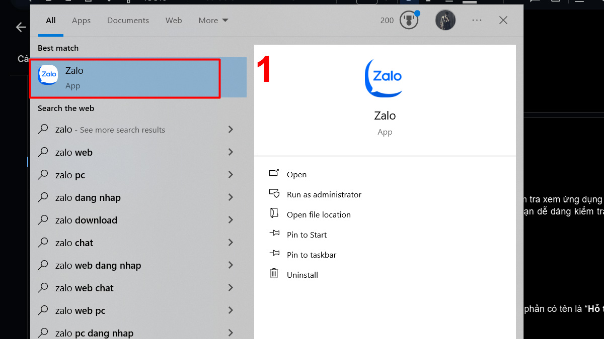 zalo bị mất kết nối mạng cần Cập nhật phiên bản Zalo PC mới nhất - bước 1