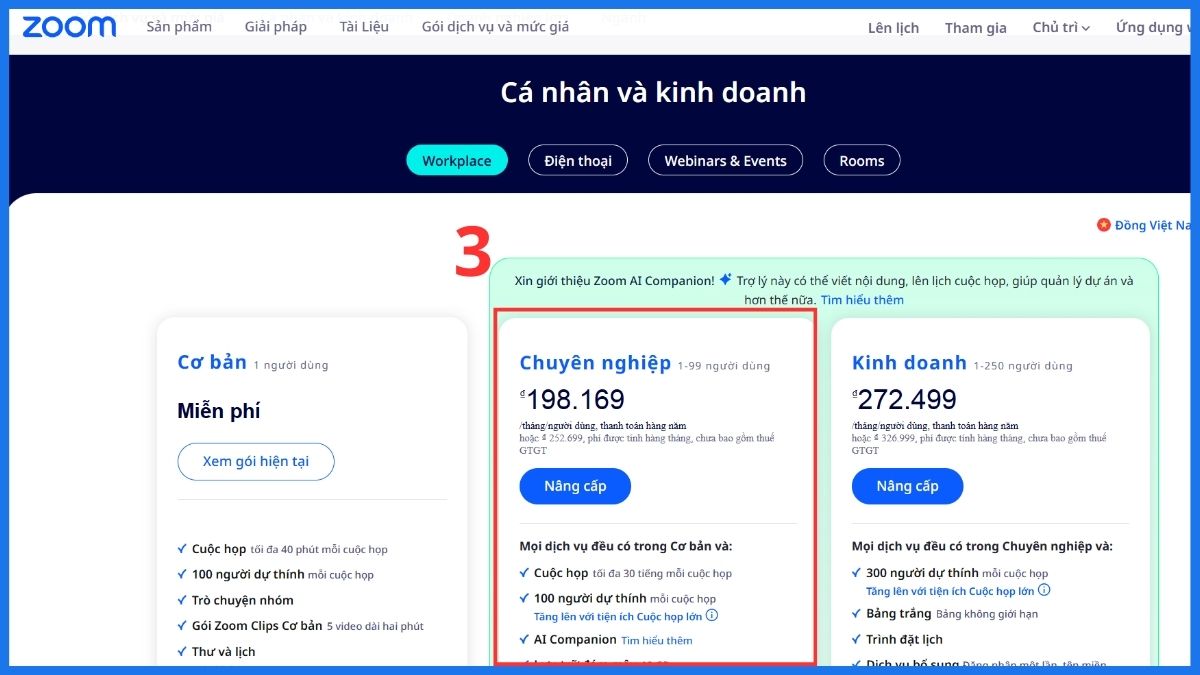 Cách tạo phòng Zoom không giới hạn bằng nâng cấp tài khoản - bước 2.1