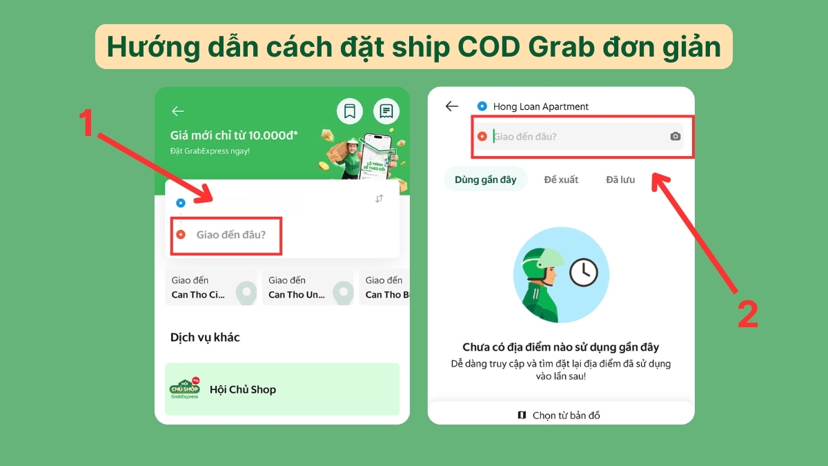 Hướng dẫn cách đặt ship COD Grab đơn giản -  bước 2