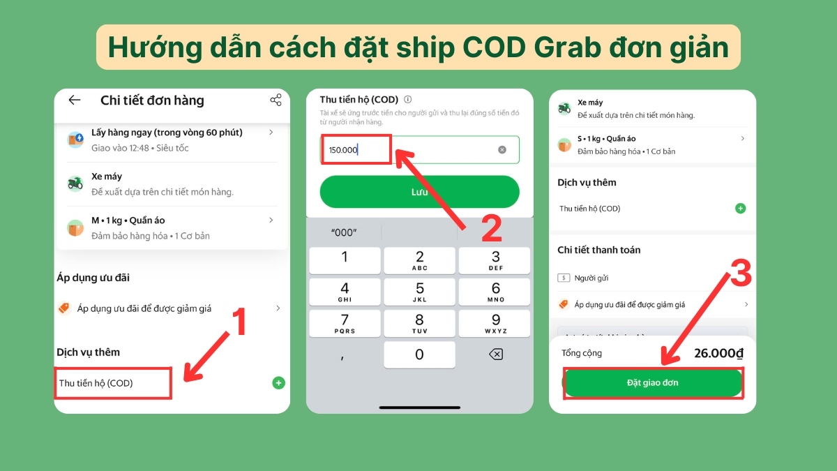 Hướng dẫn cách đặt ship COD Grab đơn giản -  bước 4