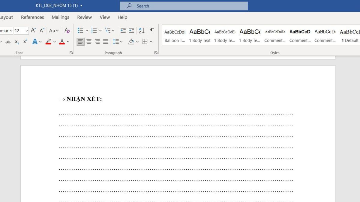 Dùng dấu suy ra có sẵn trong Word