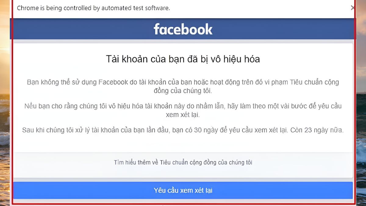 Tại sao tài khoản Facebook bị vô hiệu hóa?