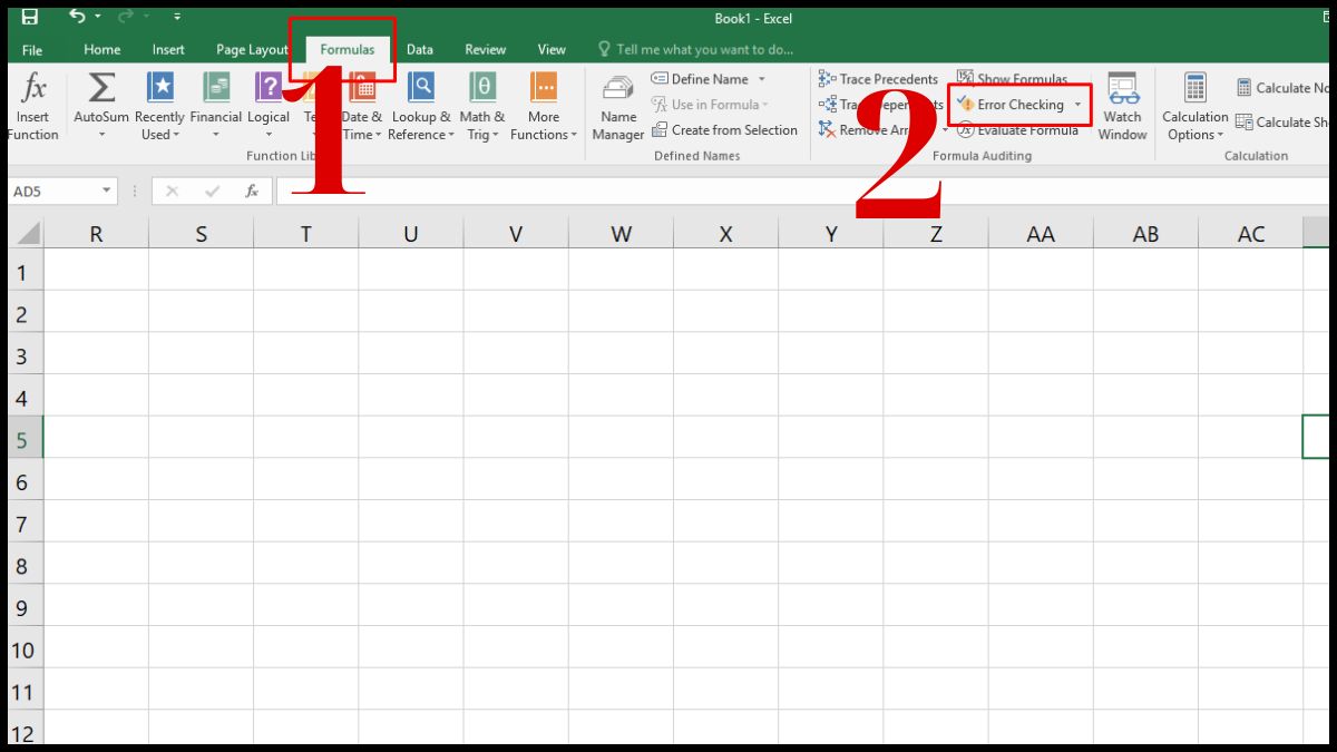 khắc phục lỗi excel không chạy công thức bị vòng lặp - bước 1
