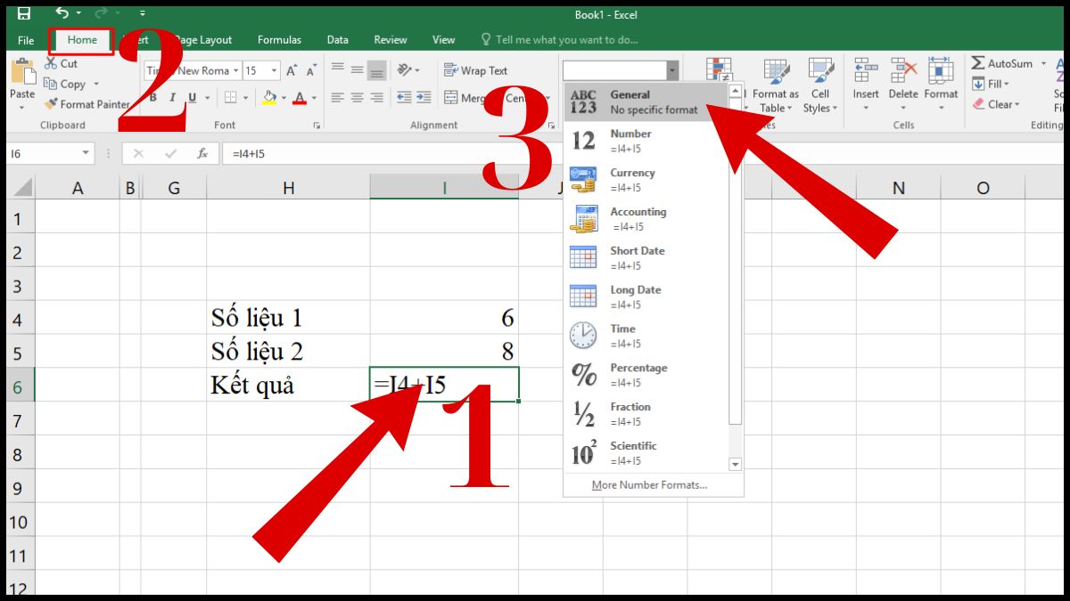 sửa lỗi không chạy công thức trong excel - Chỉnh lại định dạng ô nhập công thức