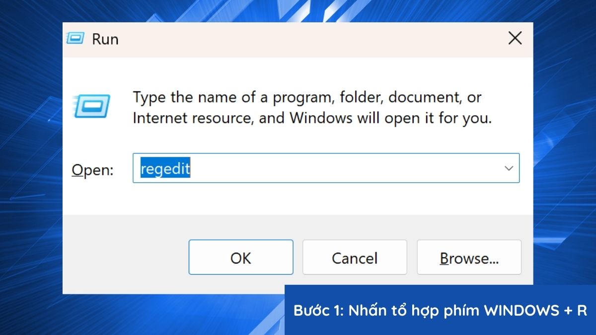 Sử dụng Registry sửa lỗi out of memory - bước 1