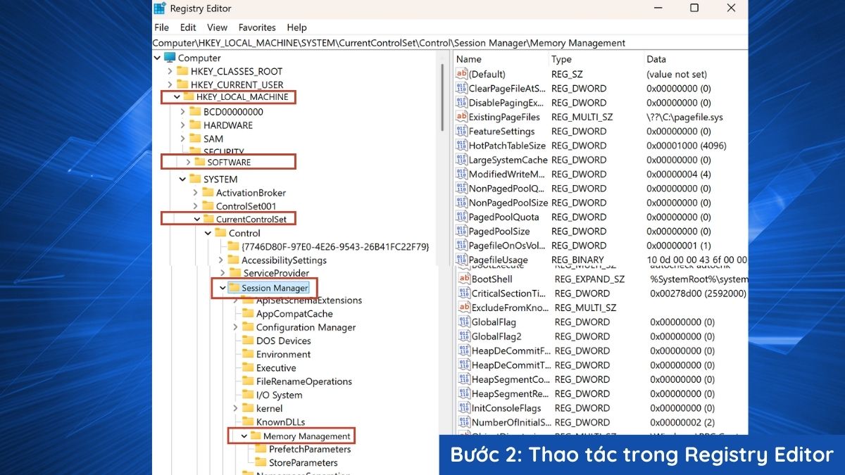 Sử dụng Registry sửa lỗi out of memory - bước 2
