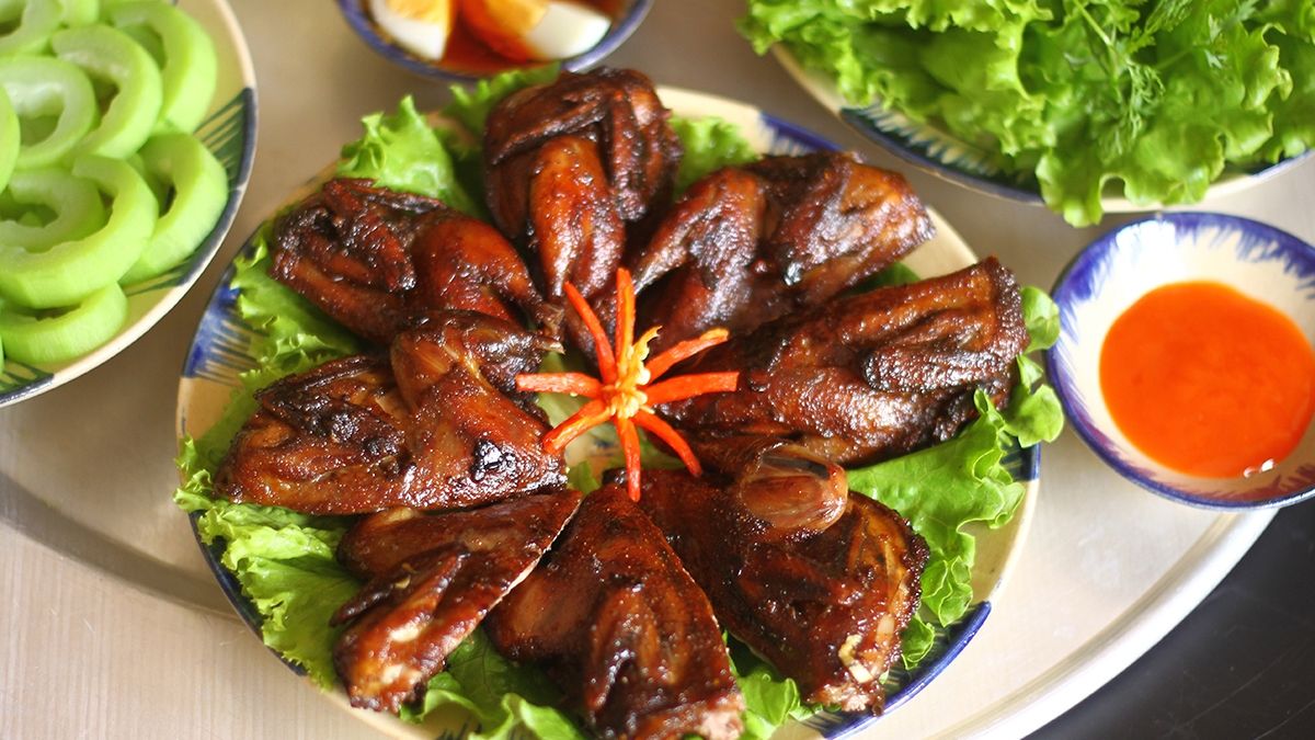 Thành phẩm chim cút bằng nồi chiên không dầu