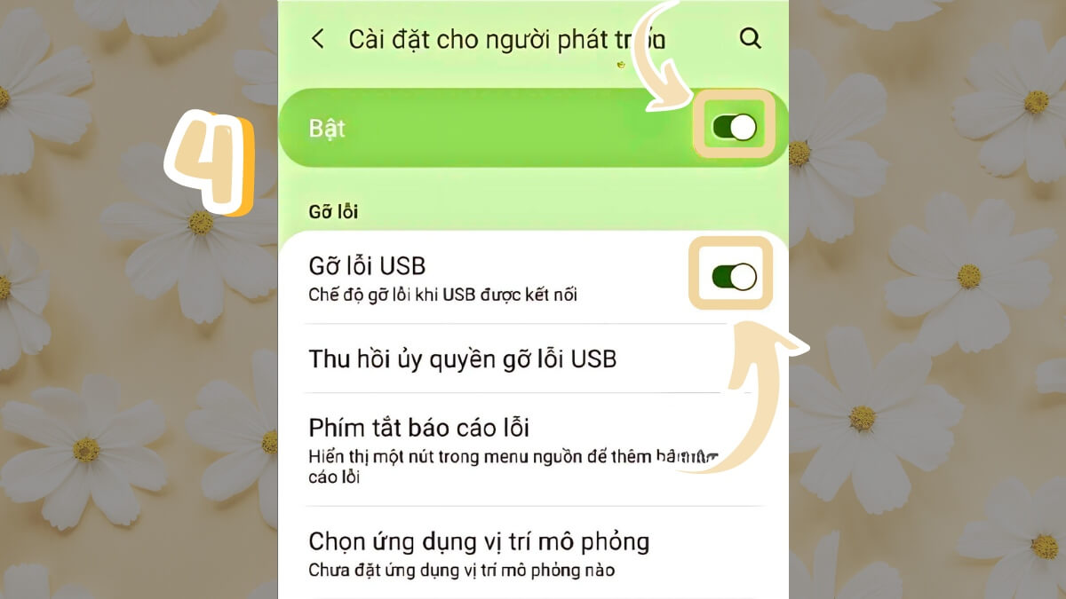Cách bật chế độ gỡ lỗi USB bước 4