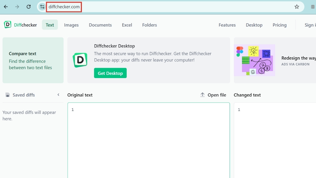 Cách so sánh 2 file Word online bằng Diffchecker bước 1