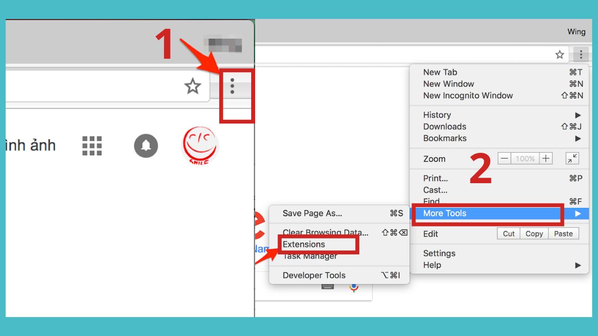 cách sửa lỗi err_connection_refused - Tắt hoặc gỡ các tiện ích mở rộng Chrome lỗi thời bước 1,2