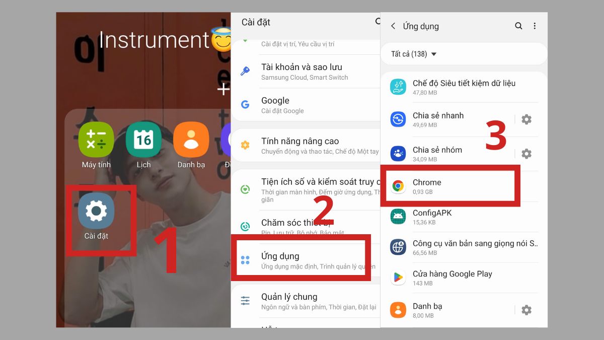 sửa lỗi err_connection_refused trên điện thoại - Xoá bộ nhớ cache DNS bước 1,2,3