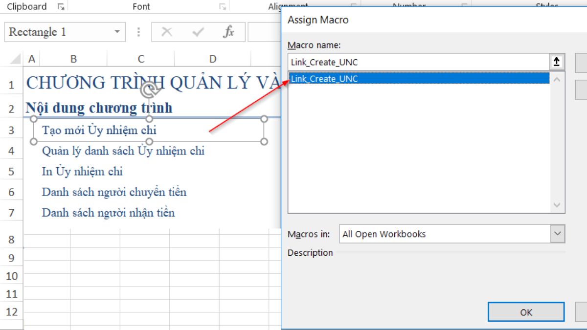 Tạo menu trong excel bằng VBA bước 3