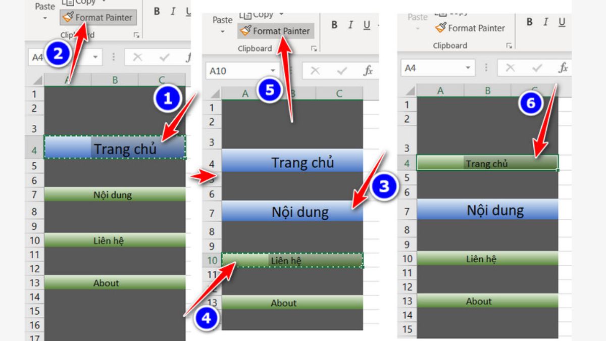 Tạo giao diện menu trong excel bước 4