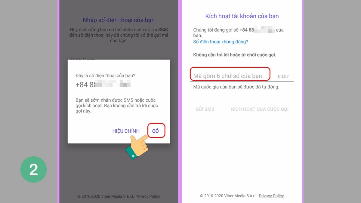 Cách đăng ký và đăng nhập tài khoản Viber  - bước 2