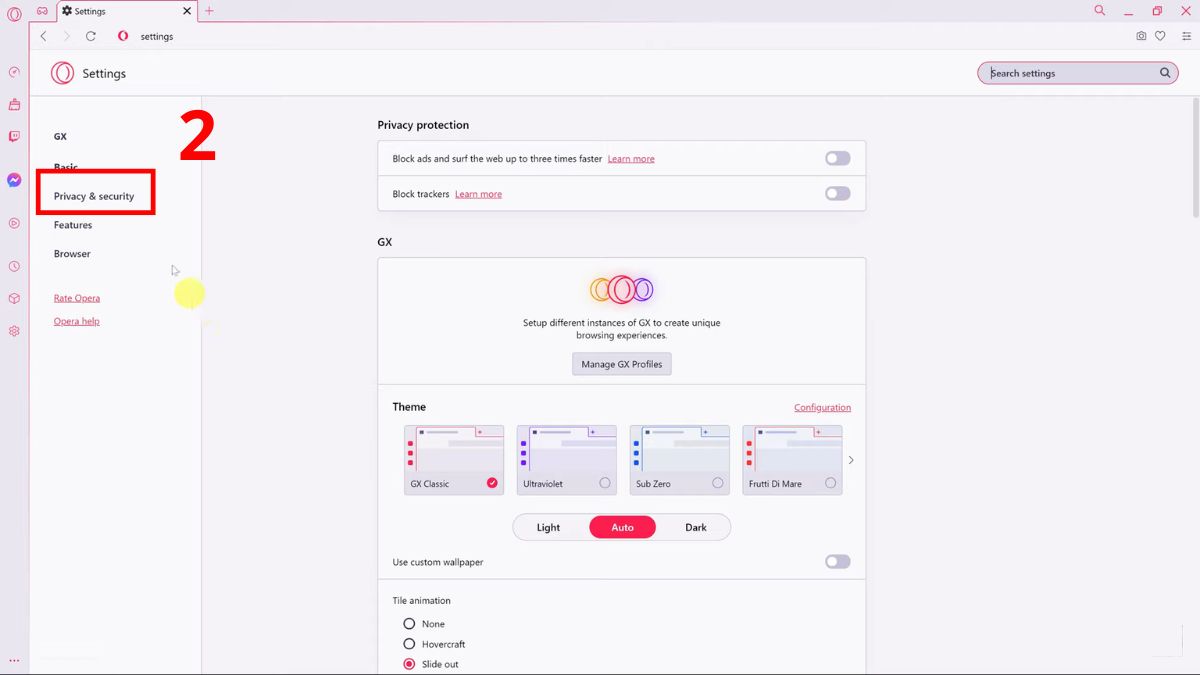 Cách sử dụng VPN trên trình duyệt Opera trên window và linux - bước 2