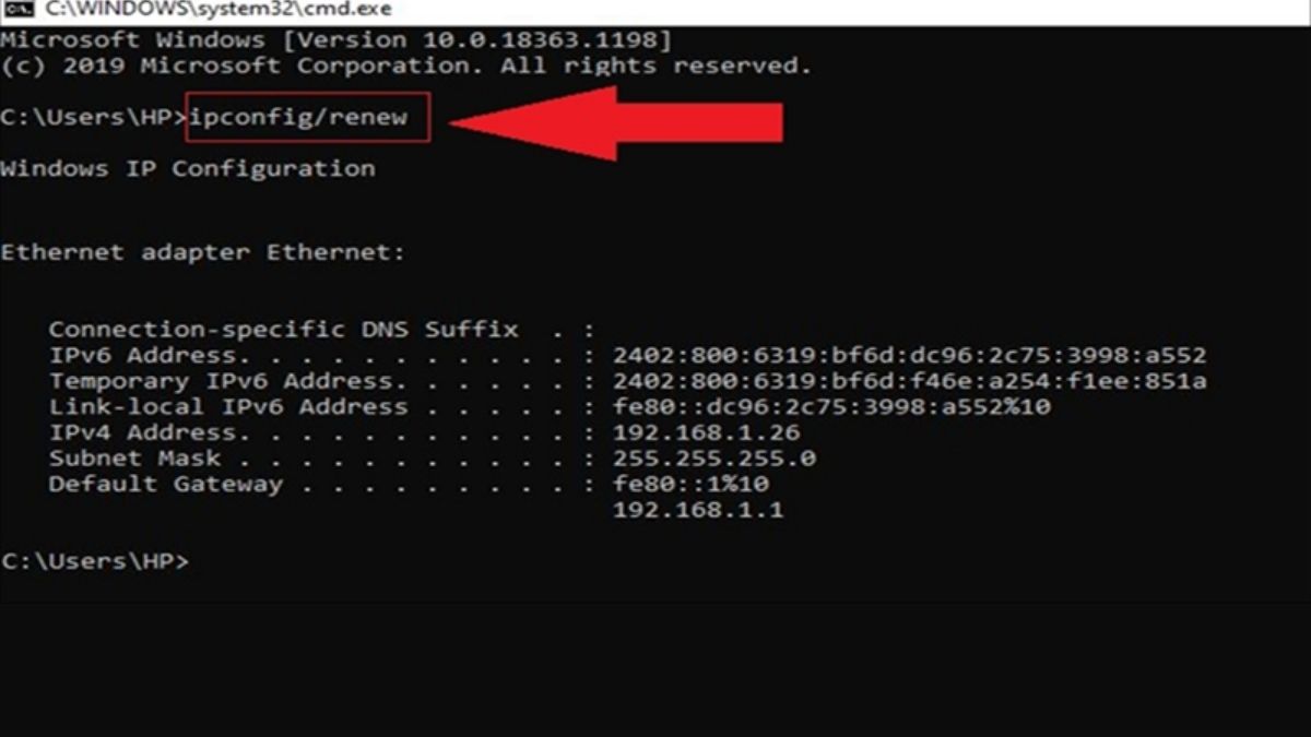 Sửa wifi bị limited access qua câu lệnh DOS bước 4