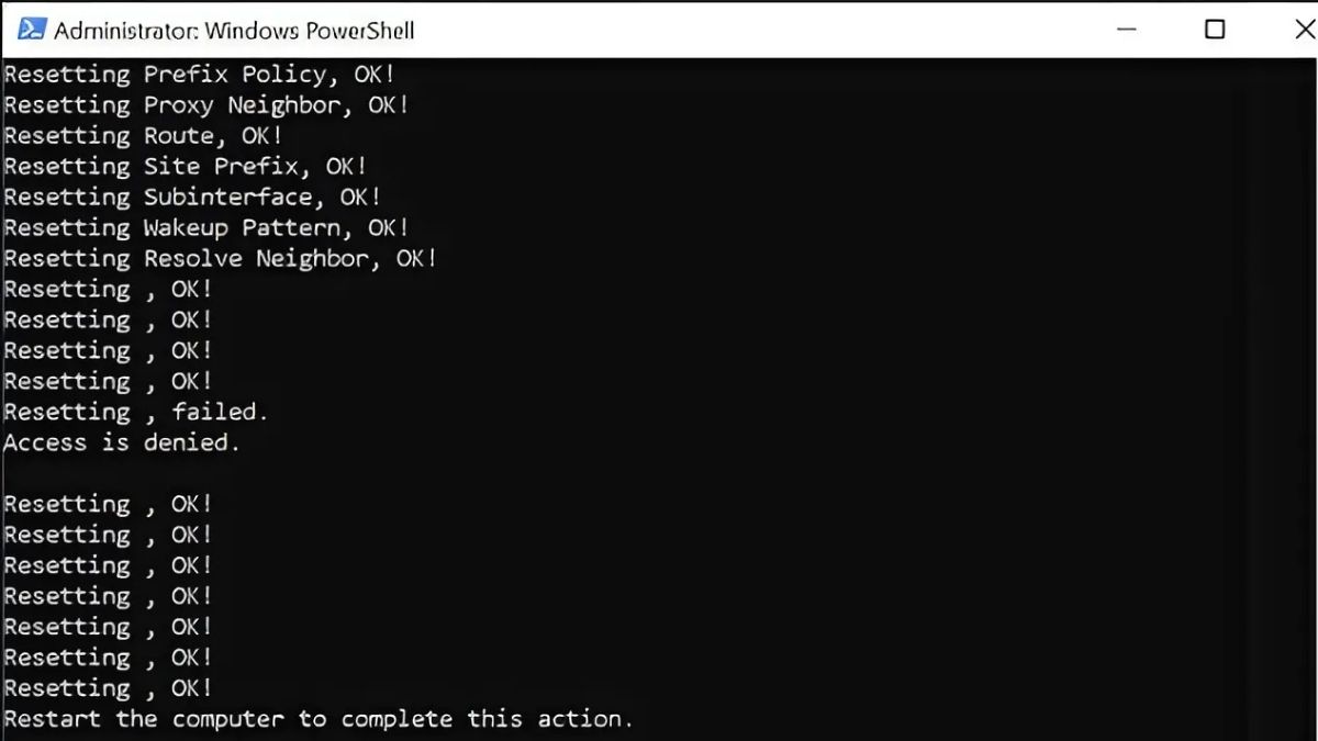 Reset TCP/IP Stack khắc phục lỗi limited access khi kết nối wifi bước 3