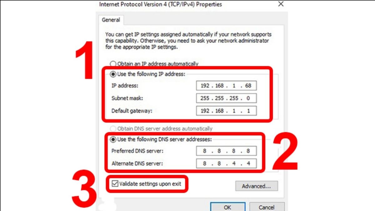 Sửa wifi laptop bị lỗi chấm than limited access qua IP tĩnh bước 4