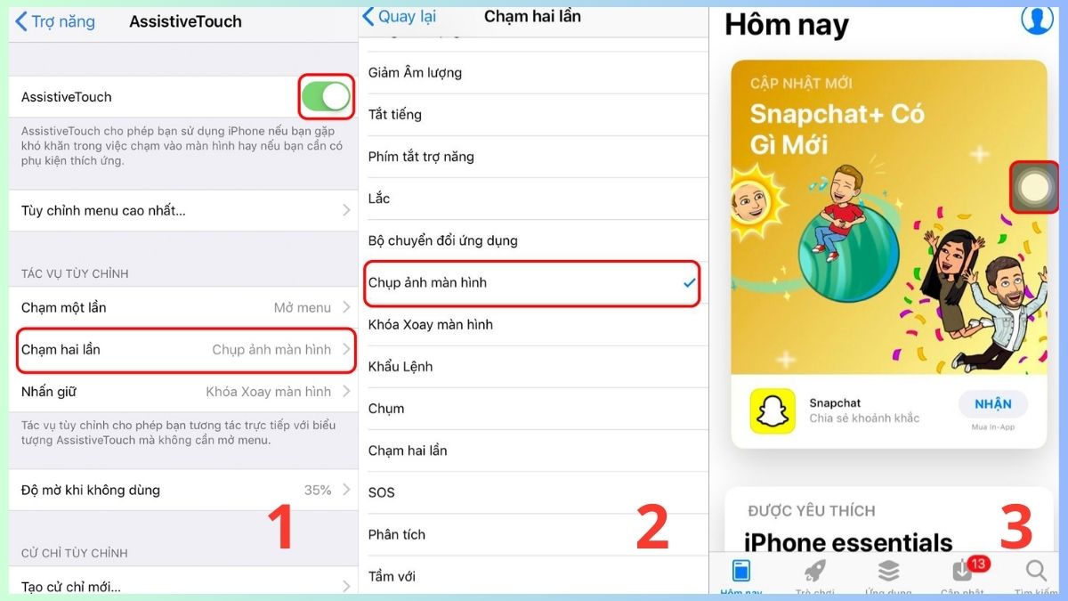 Cách chụp màn hình iPhone 13 bằng nút Home ảo - Bước 2
