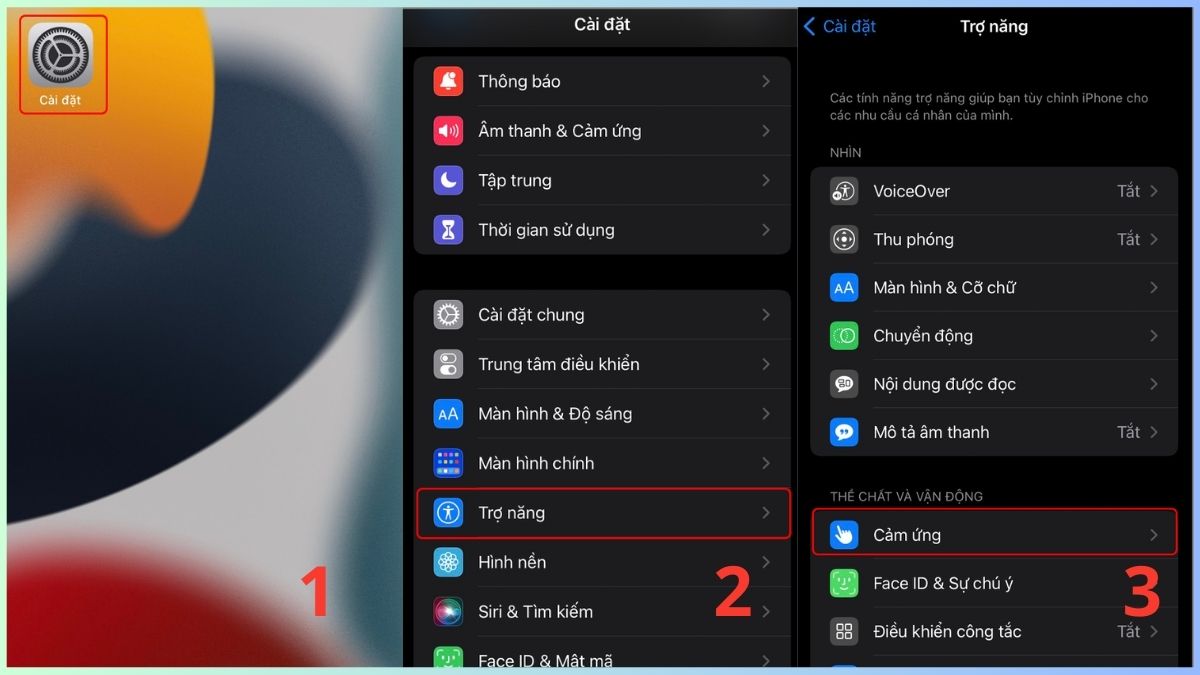 Chụp ảnh màn hình iPhone 13 khi chạm 2 lần vào mặt lưng - Bước 1