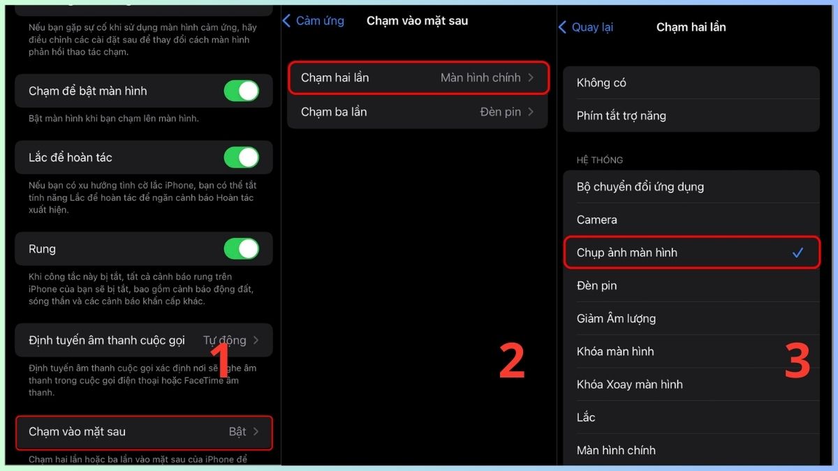 Chụp ảnh màn hình iPhone 13 khi chạm 2 lần vào mặt lưng - Bước 2