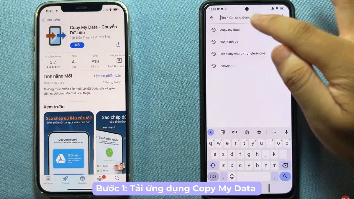 Chuyển dữ liệu từ iPhone sang Android bằng app Copy My Data - Bước 1