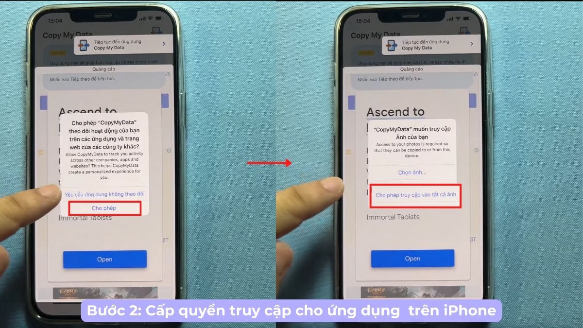Chuyển dữ liệu từ iPhone sang Android bằng app Copy My Data - Bước 2