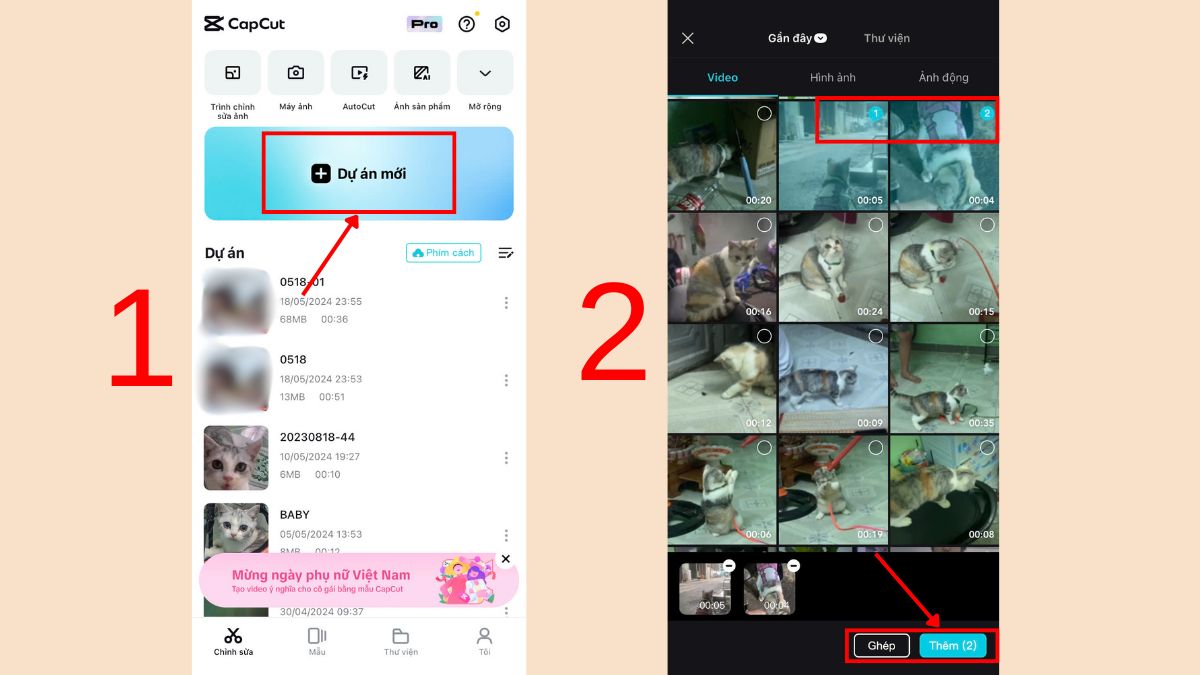 Cách ghép 2 video thành 1 trên iPhone bằng Capcut - Bước 1