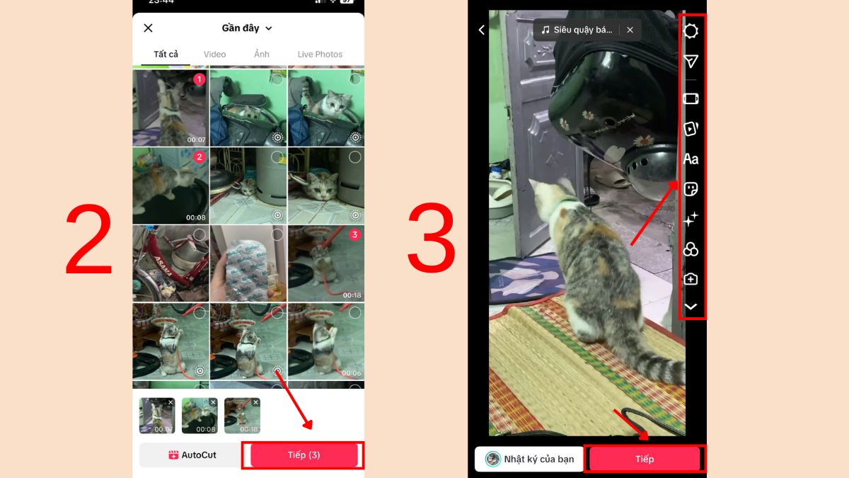 Cách ghép video trên iPhone bằng phần mềm TikTok - Bước 2