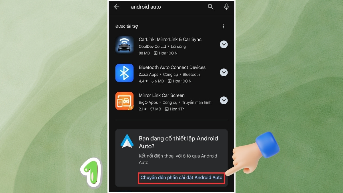 Kết nối bằng ứng dụng Android Auto bằng ứng dụng - Bước 1